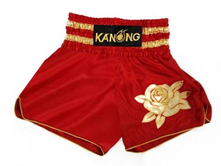 Kanong Retro Boxing Shorts for Womens : KNSWO-403-Red Rose
